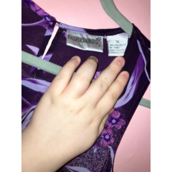 Fashion Bug purple floral long dress size 12 - Picture 3 of 6